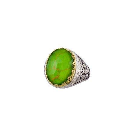 Aegean colors oval ring in 18K Gold and Sterling Silver and doublet stone - Image 2