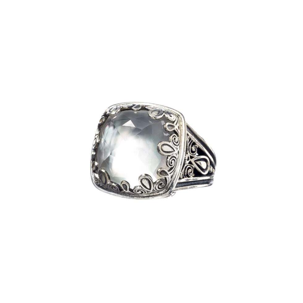 Aegean colors square ring in sterling silver