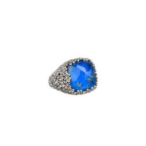 Anthemis square ring in Sterling Silver