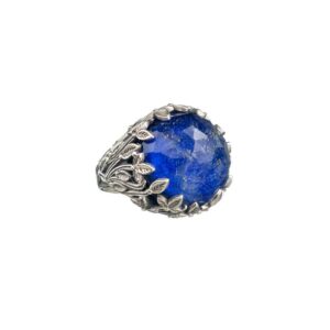 Cyclamin Round Ring in Sterling Silver with Doublet Gemstone - Image 4
