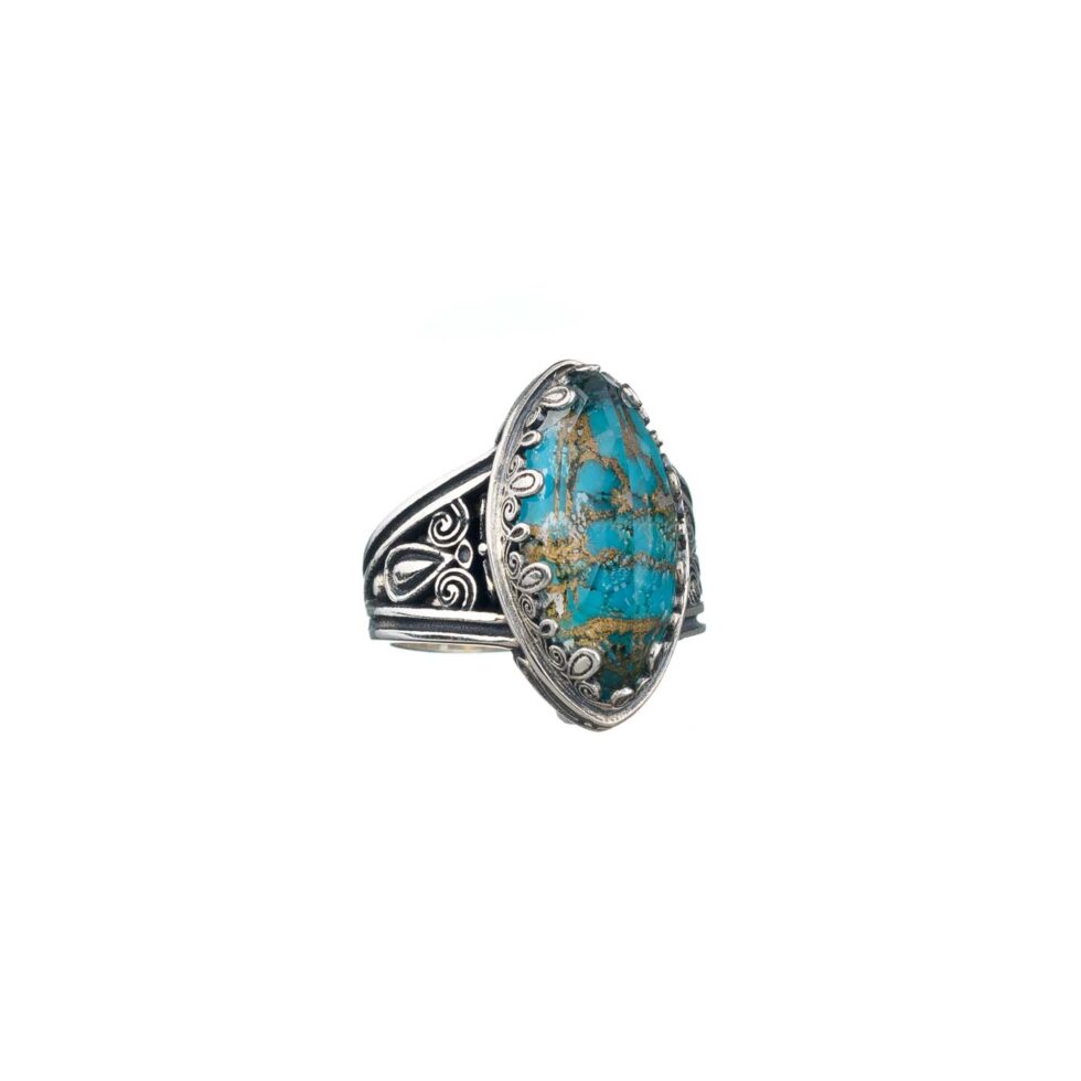 Aegean colors marquise ring in Sterling Silver
