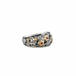Harmony band ring in 18K Gold and Sterling Silver with rubies - Image 3