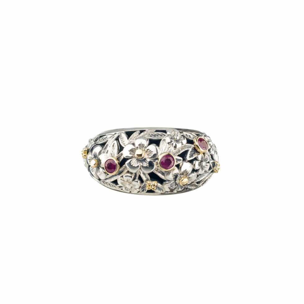 Harmony ring in 18K Gold and Sterling Silver with rubies