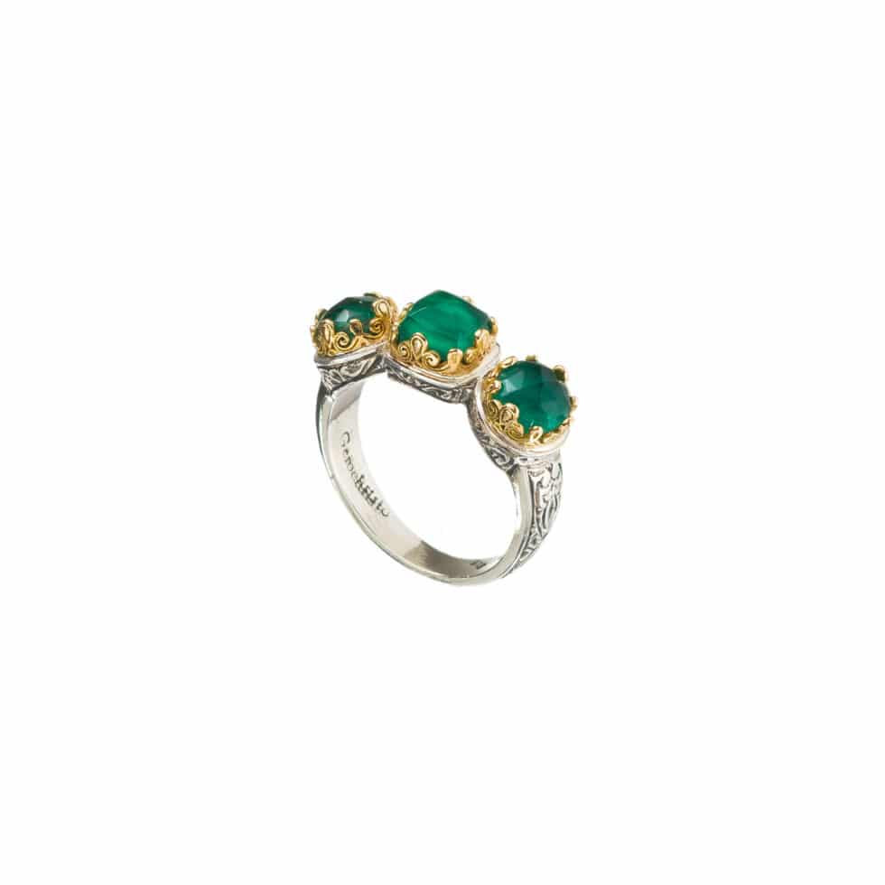 Aegean colors ring in 18K Gold and Sterling Silver with doublet stones