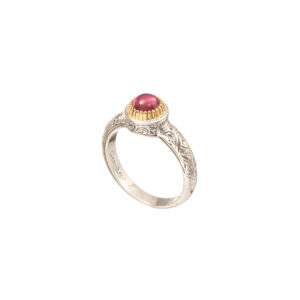 Ariadne small round ring in 18K Gold and Sterling silver with pink tourmaline - Image 2