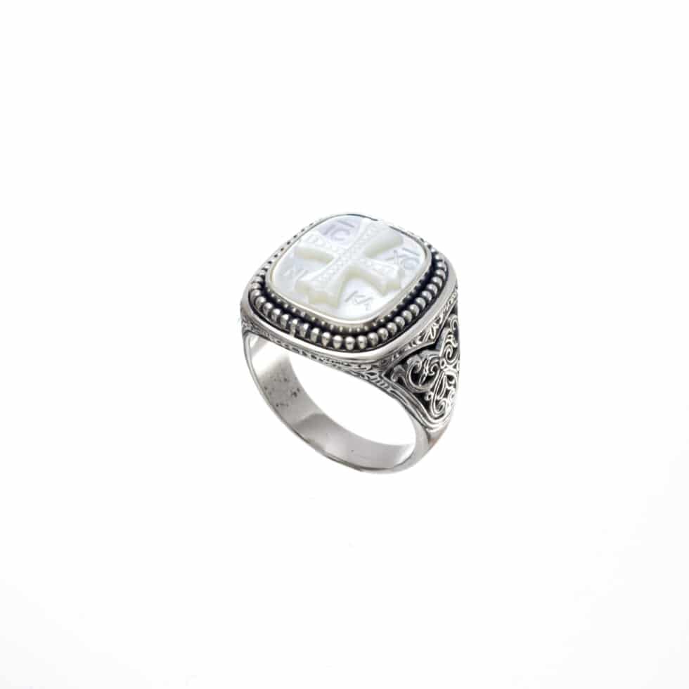 Symbol Ring with signet stone in Sterling Silver