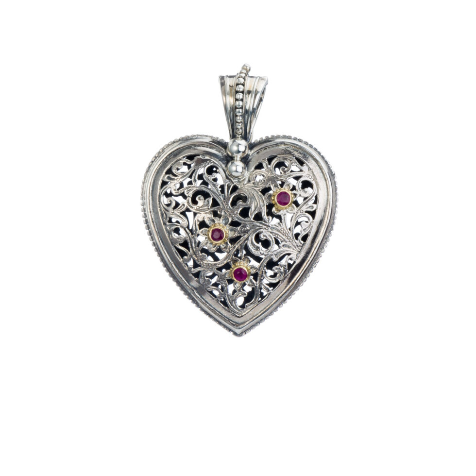 Garden shadows big Heart pendant in 18K Gold and Sterling Silver