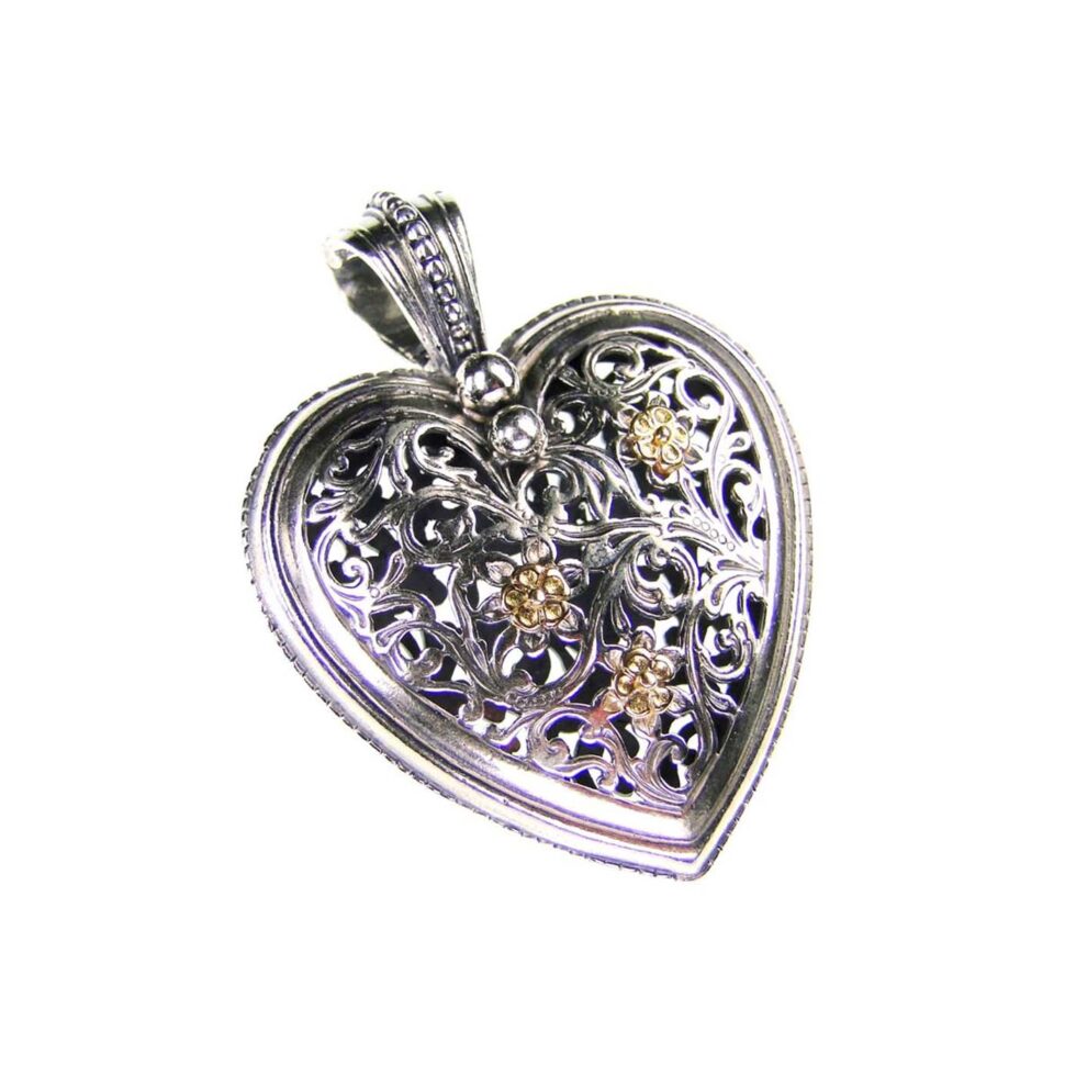 Garden Shadows Big Heart pendant in 18K Gold and Sterling Silver