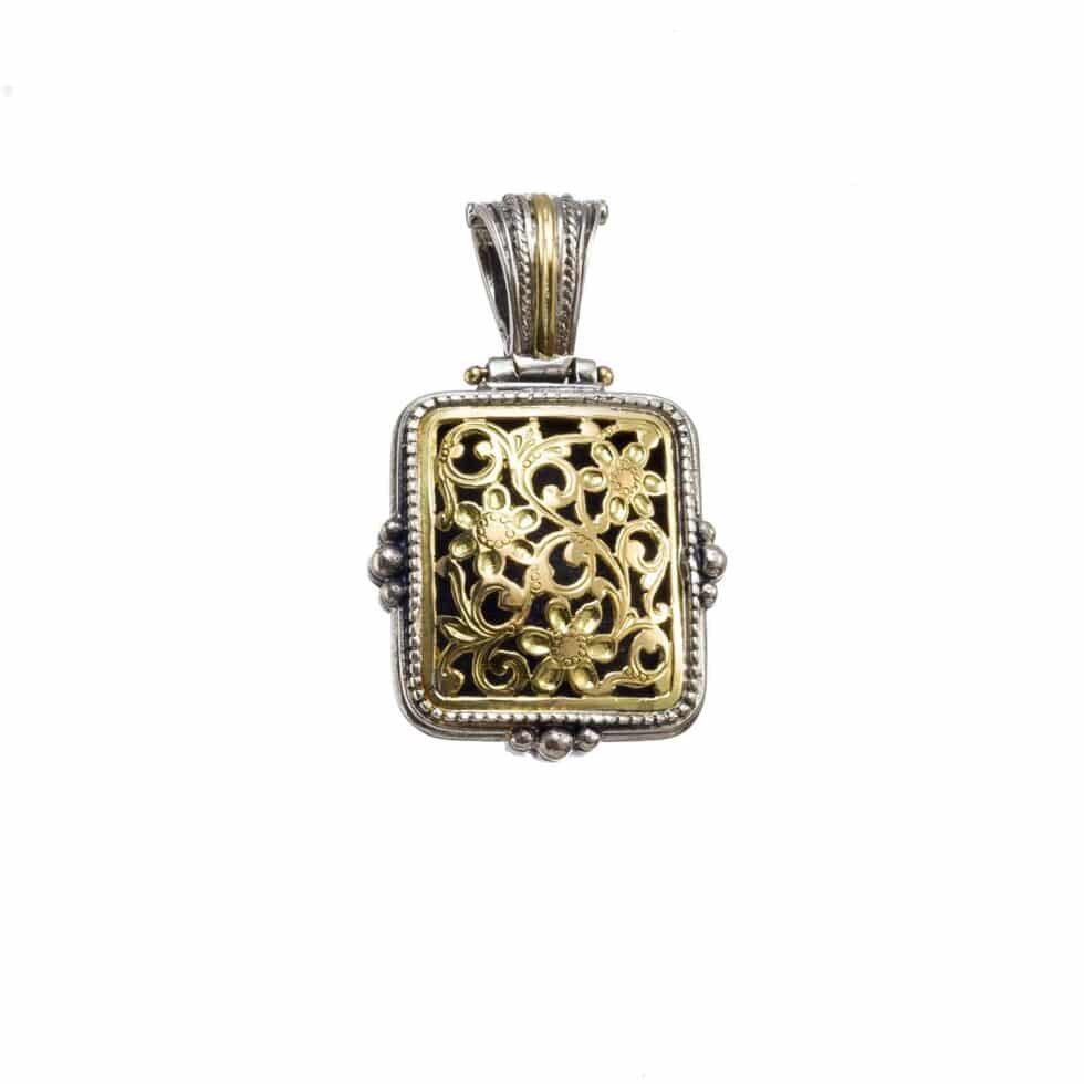 Garden Shadows Cushion Pendant in 18K Gold and Sterling Silver