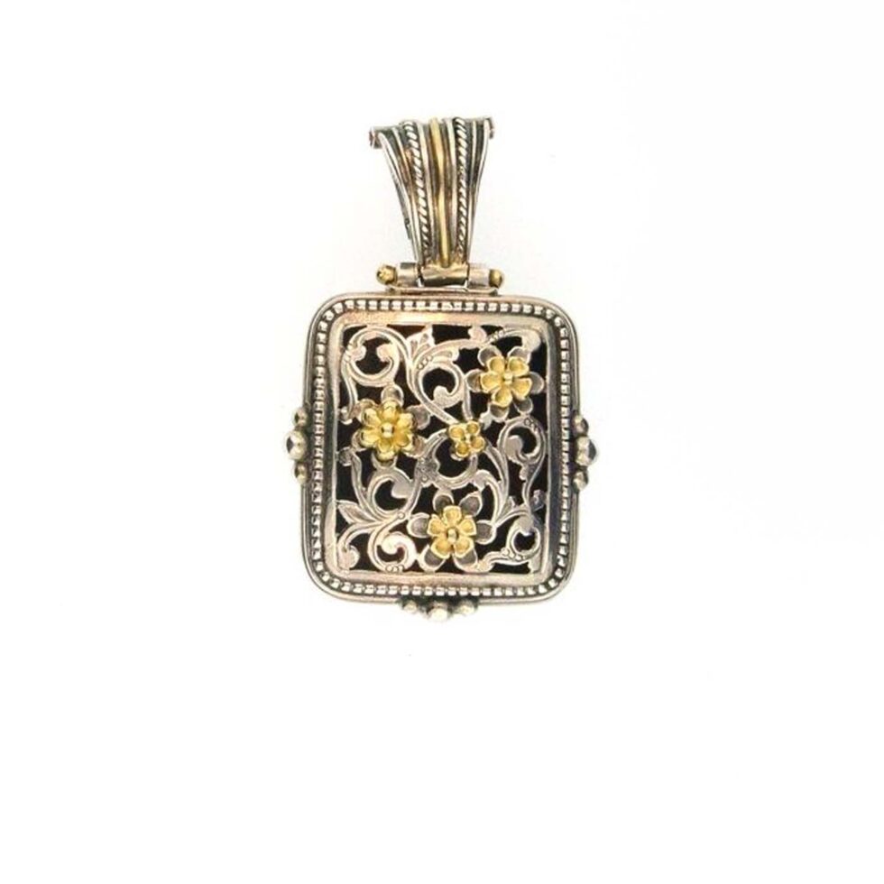Garden Shadows Cushion Pendant in 18K Gold and Sterling Silver