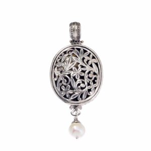 Garden Shadows Big Oval Pendant in Sterling Silver