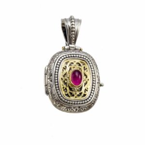 Locket pendant in 18K Gold and Sterling Silver