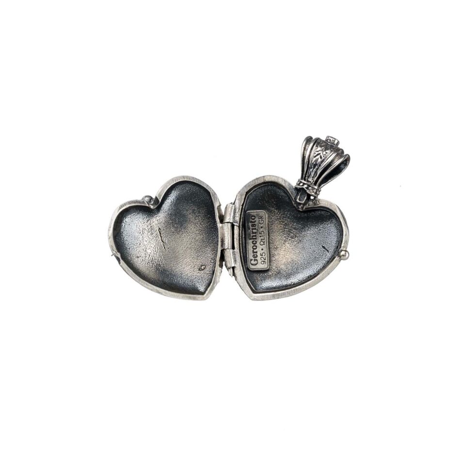 Heart locket in Sterling Silver with Details in 18K Gold