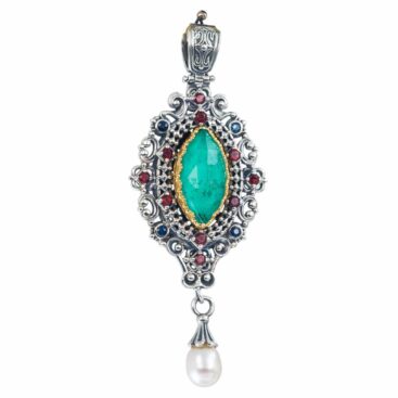 Iris pendant in Sterling Silver with Gold Plated Parts