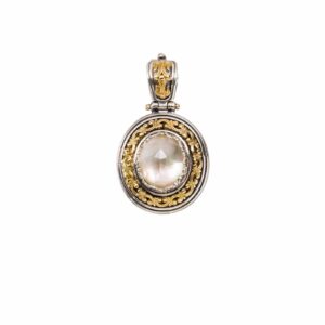 Imperial Oval Pendant in 18K Gold and Sterling Silver with Doublet Gemstone - Image 2