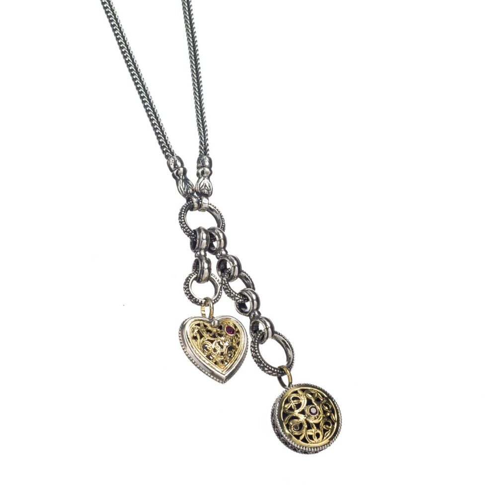 Charm necklace in 18K Gold and Sterling Silver