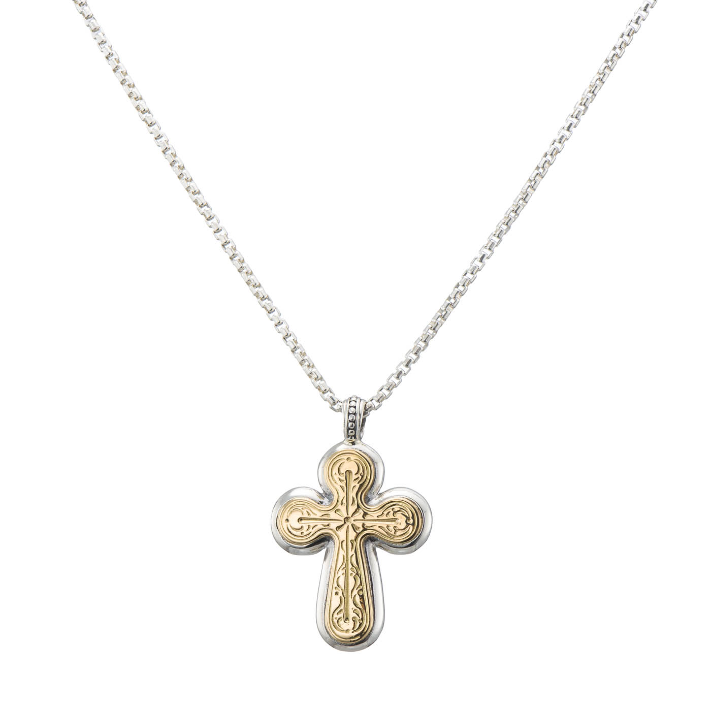 Byzantine Cross in 18K Gold and Sterling Silver