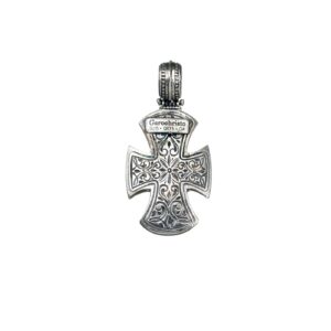 Maltese Patmos cross in Sterling Silver with Blue Topaz - Image 2