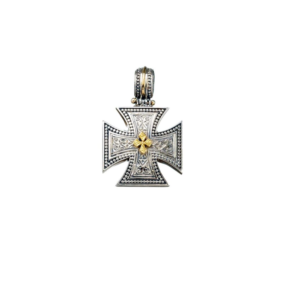 Maltese Patmos cross in Sterling Silver with 18K Gold
