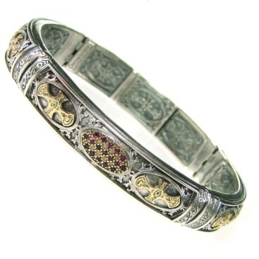 Patmos Bracelet in 18K Gold and Sterling Silver with Precious Stones