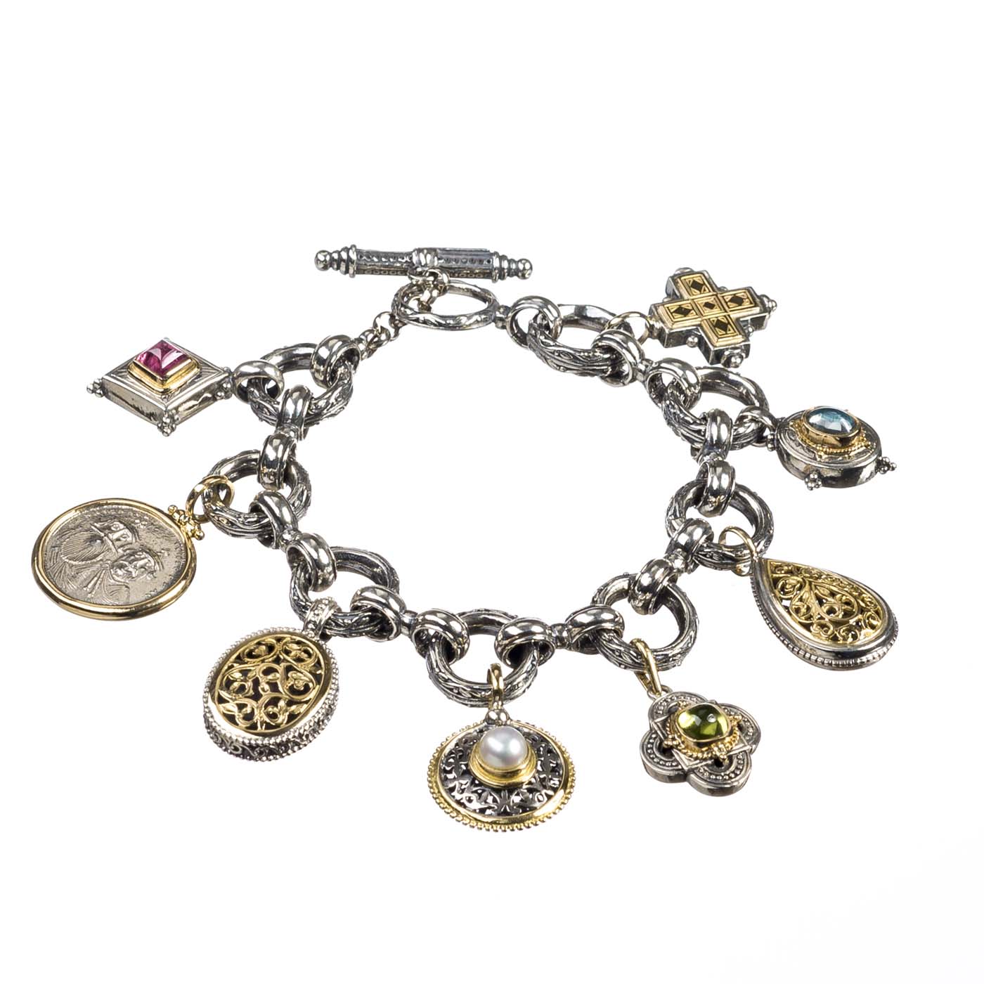 Charm bracelet in 18K Gold and Sterling Silver - Gerochristo Jewelry