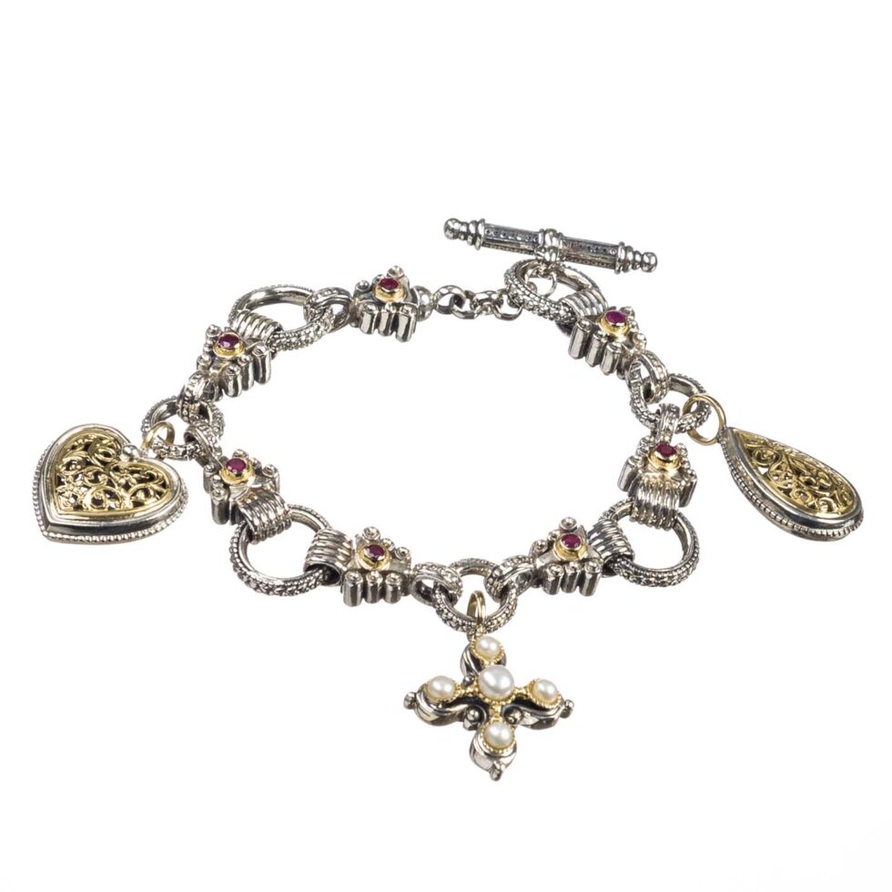 Charms bracelet in 18K Gold and Sterling Silver