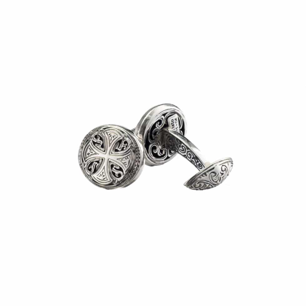 Oval byzantine style cufflinks in Sterling Silver