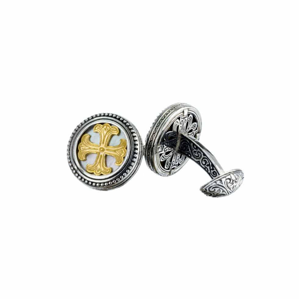 Byzantine cufflinks in Sterling Silver with Gold Plated Parts