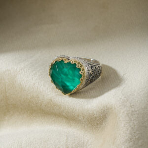 Aegean Colors Heart Ring in 18K Gold and Sterling Silver with doublet stone