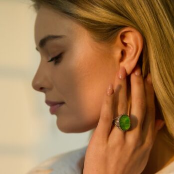 Aegean colors Medium Oval Ring in Sterling Silver with Doublet Gemstone