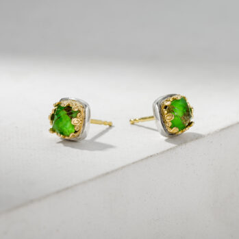 Aegean colors stud earrings in 18K Gold and Sterling Silver with doublet stone