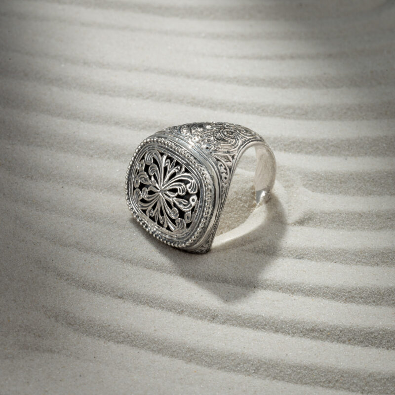 Byzantine men ring in Sterling Silver