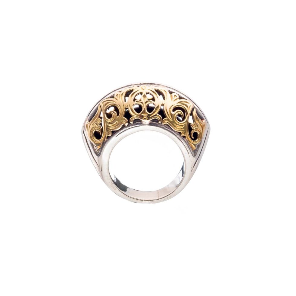 Classic Byzantine ring in 18K Gold and Sterling Silver