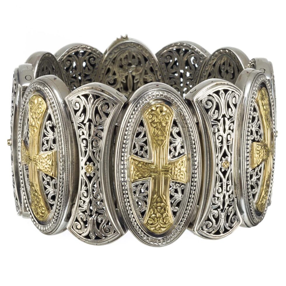 Garden Shadows Bracelet with Crosses in 18K Gold and Sterling Silver