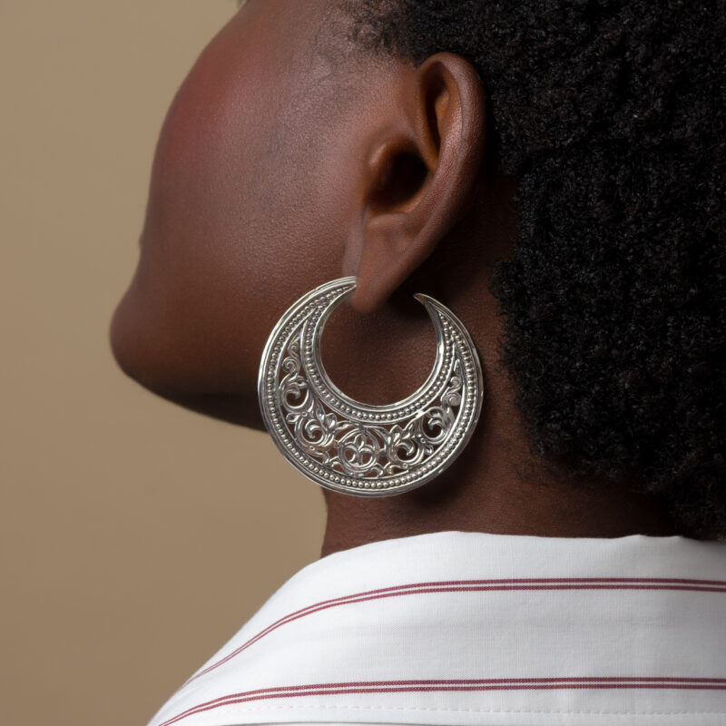 Garden Shadows big Hoops Earrings in Sterling Silver