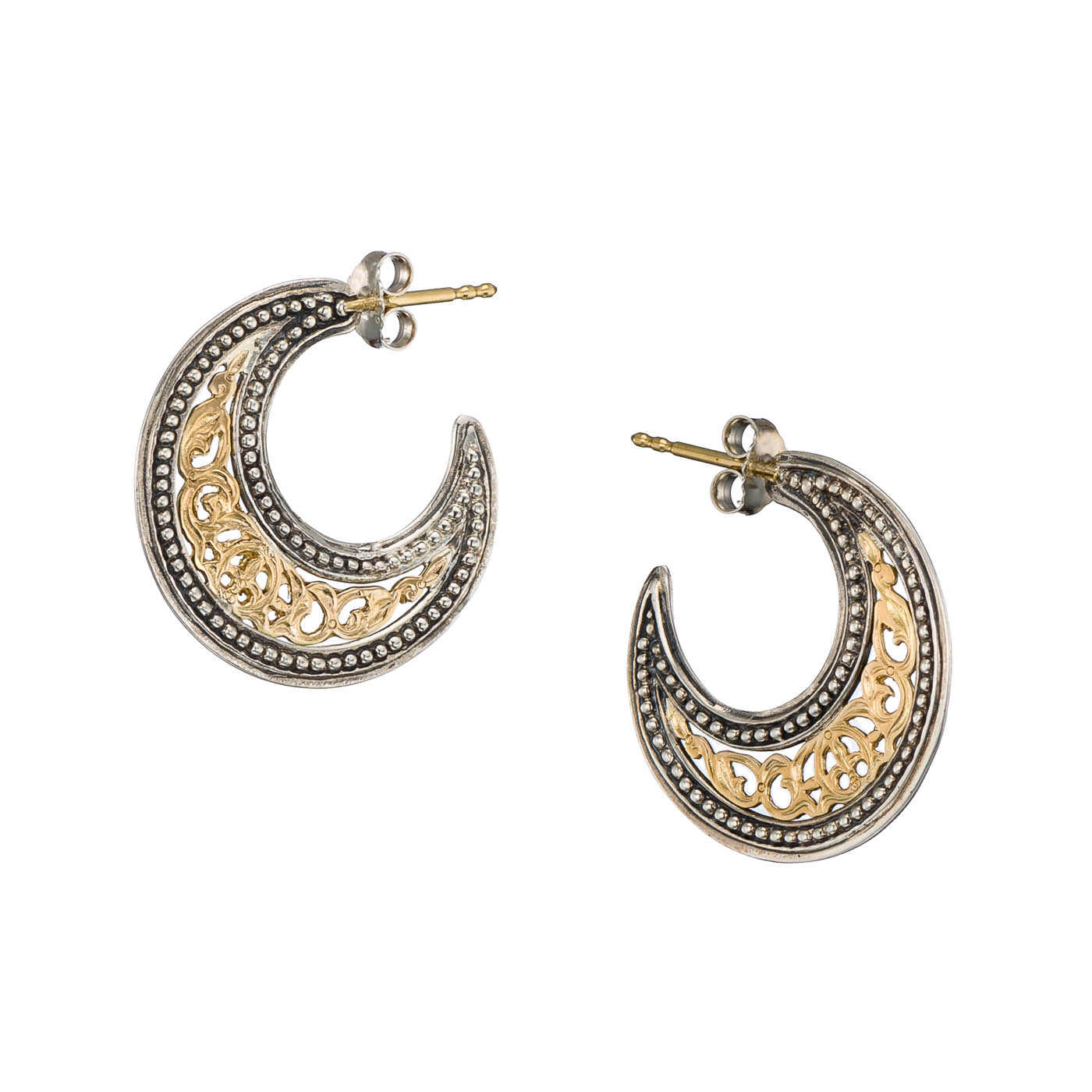 Garden Shadows small Hoops Earrings in 18K Gold and Sterling Silver
