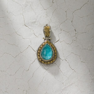 Imperial Drop Pendant in 18K Gold and Sterling Silver with Doublet Gemstone