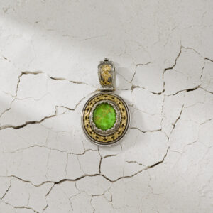 Imperial Oval Pendant in 18K Gold and Sterling Silver with Doublet Gemstone