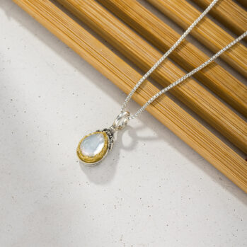 Iris small Drop Pendant in Sterling Silver with Gold Plated Parts and Doublet Gemstone