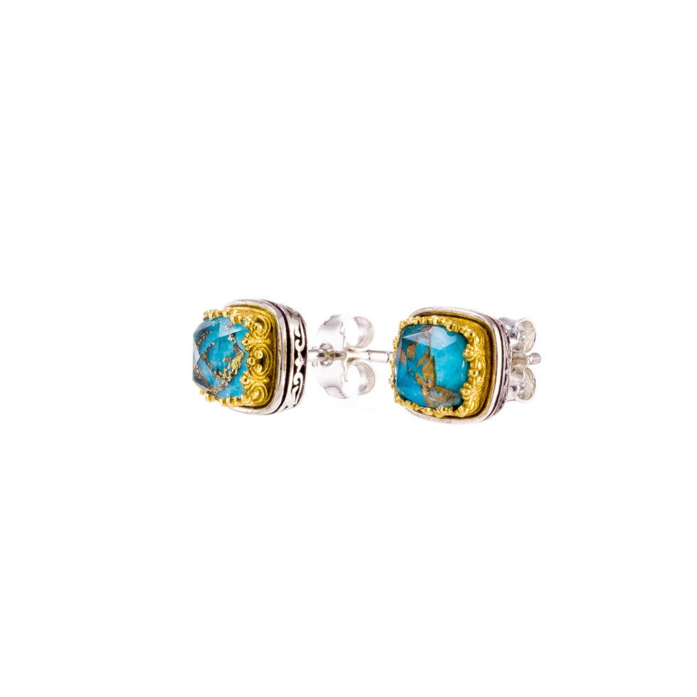 Iris stud earrings in Sterling Silver with Gold plated parts