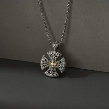 Patmos cross in 18K Gold and Sterling Silver