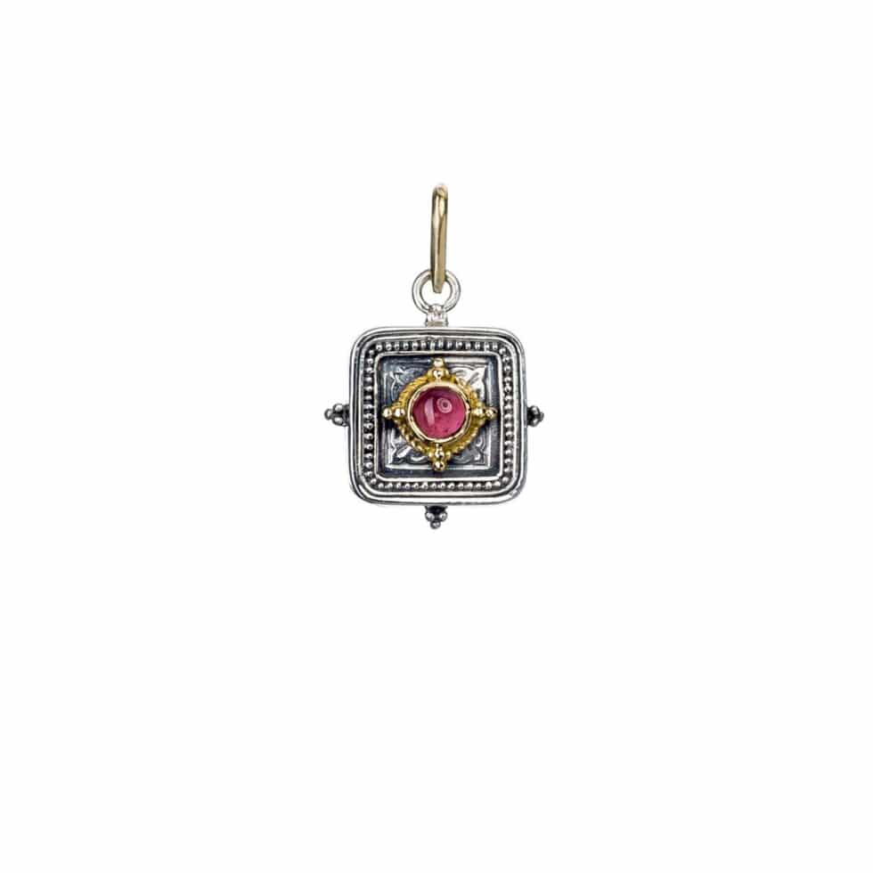 Cyclades square pendant in 18K Gold and Sterling Silver