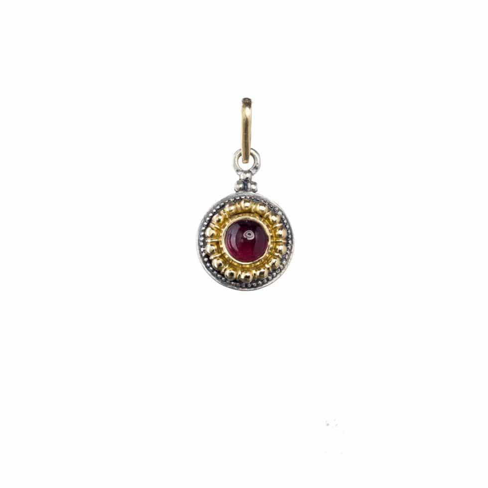 Athenian flowers round pendant in 18K Gold and Sterling Silver