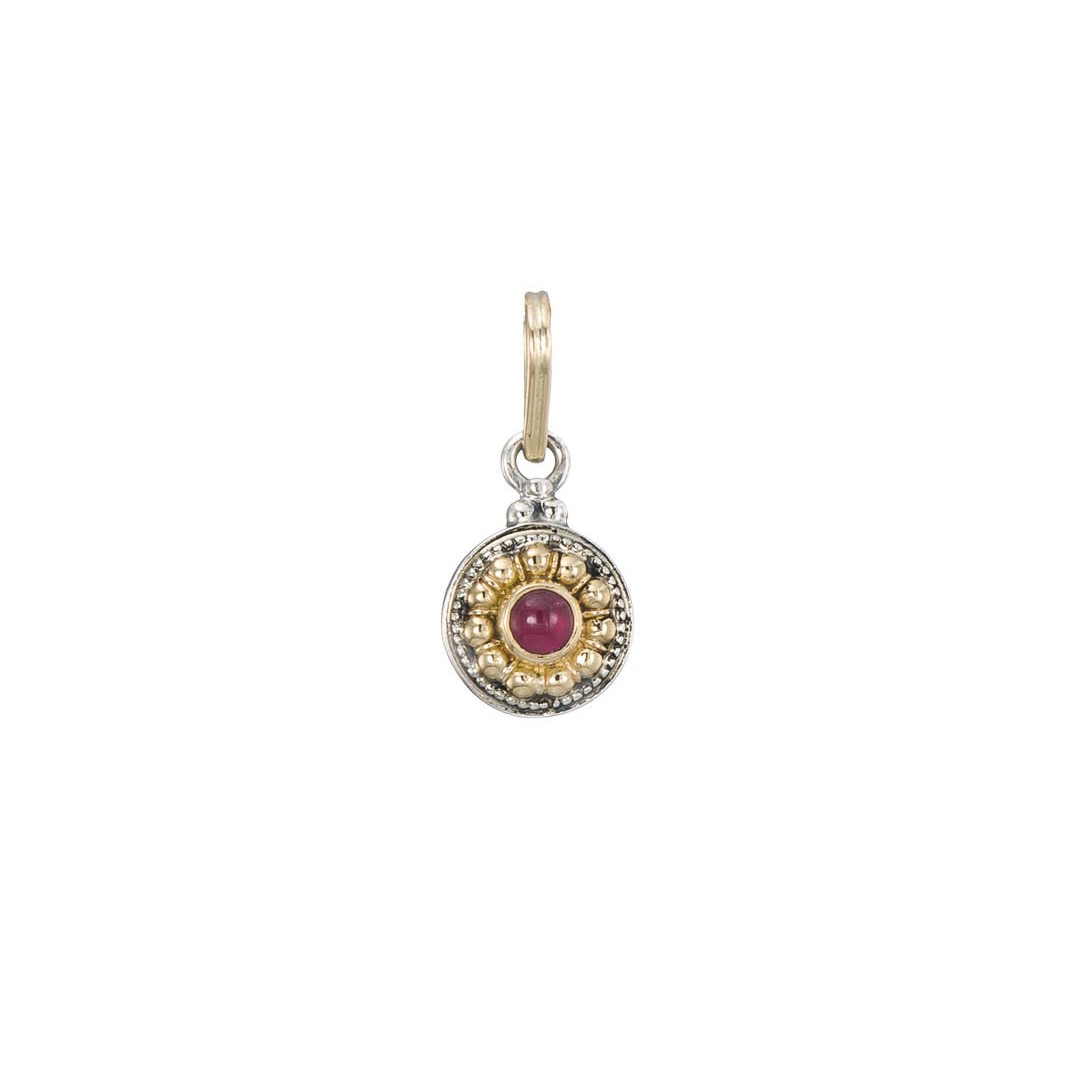 Athenian flowers small round pendant in 18K Gold and Sterling Silver