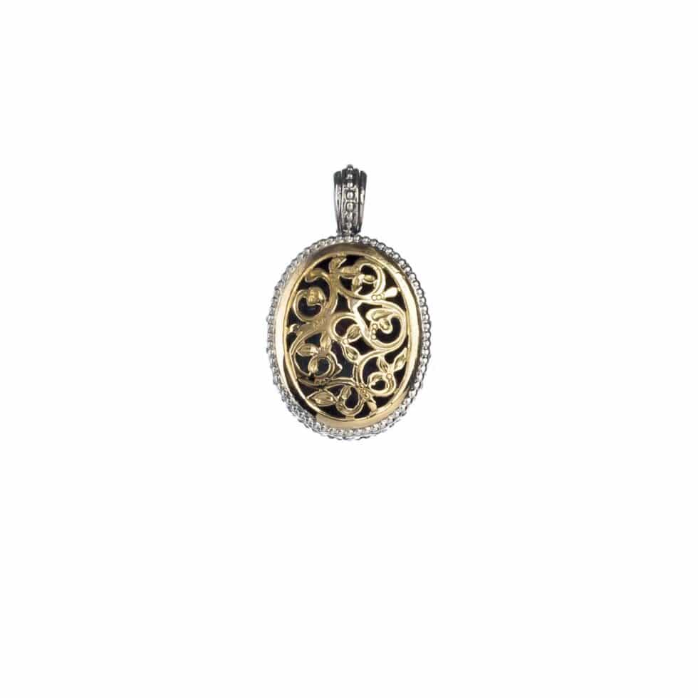 Garden shadows oval pendant in 18K Gold and Sterling Silver