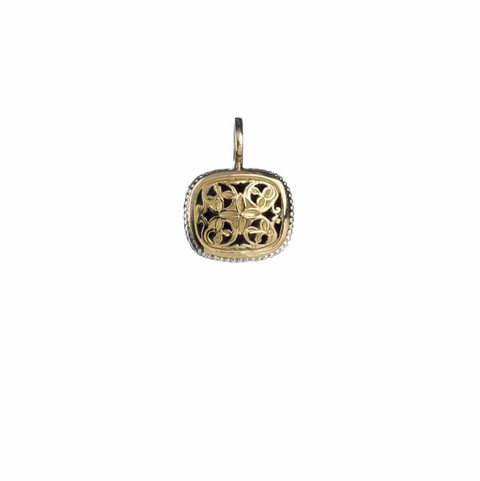 Garden shadows cushion pendant in 18K Gold and Sterling Silver