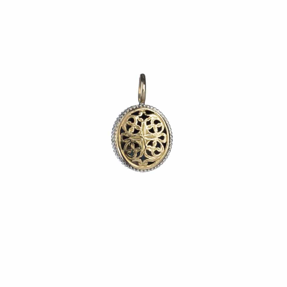 Garden shadows small oval pendant in 18K Gold and Sterling Silver