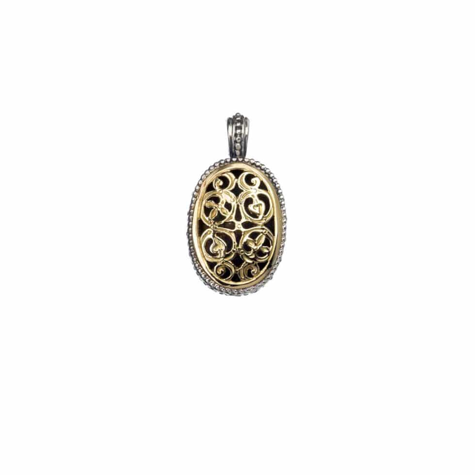 Garden shadows medium oval pendant in 18K Gold and Sterling Silver