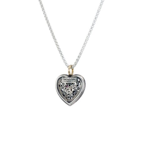 Garden Shadows Heart Pendant in 18K Gold and Sterling Silver - Image 3