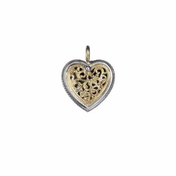 Garden Shadows Heart Pendant in 18K Gold and Sterling Silver
